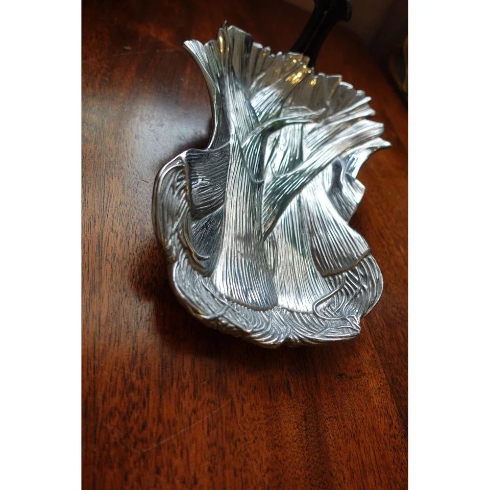 Vintage Fitz and‎ Floyd pewter leeks dish serving tray